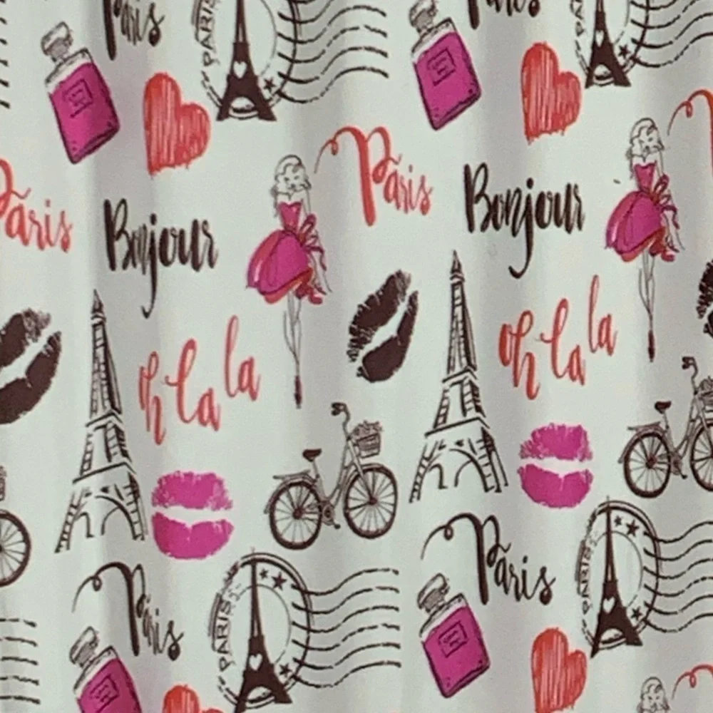 Paris Kiss Eiffel Tower Material Shower Curtain Parisian 72 In X 72 In